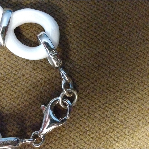 Ceramic, sterling and diamond infinity link bracelet. - Picture 5 of 5